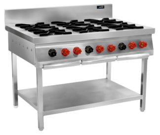 SIX BURNER GAS RANGE WITH SPLASH-BACK