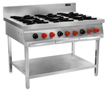 SIX BURNER GAS RANGE WITH SPLASH-BACK