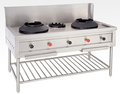 TWO + ONE BURNER CHINESE GAS RANGE WITH 15“ SPLASH-BACK