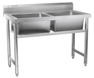 Two Sink Unit with Splash Back