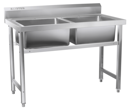 Two Sink Unit with Splash Back